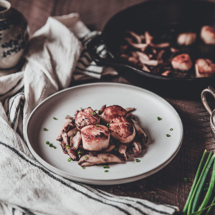 Scallops with Bacon, Mushrooms and Chives