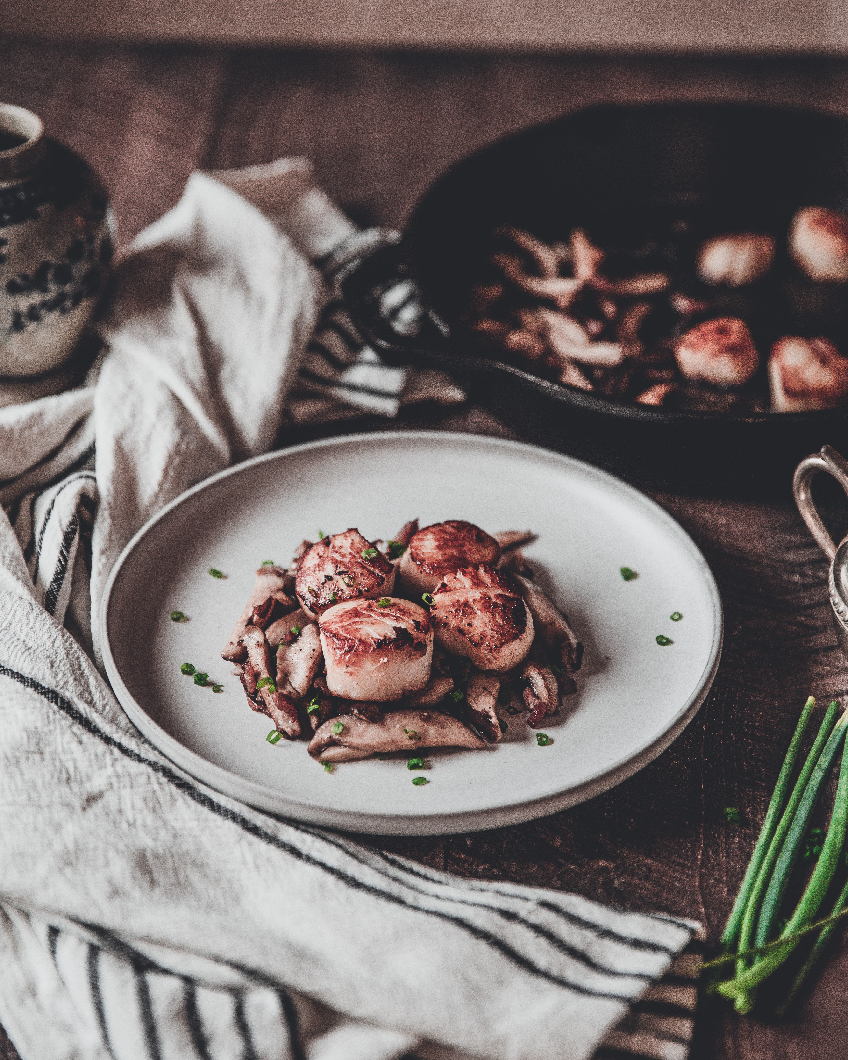 Scallops with Bacon, Mushrooms and Chives This Gal Cooks