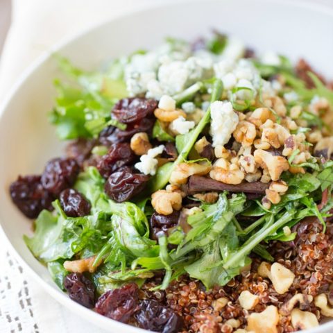 Baby Greens Salad with Quinoa and Honey Balsamic Vinaigrette