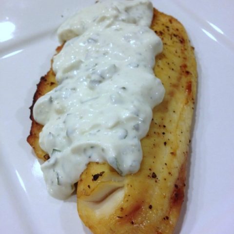 Cedar Plank Tilapia with Basil Cream Sauce