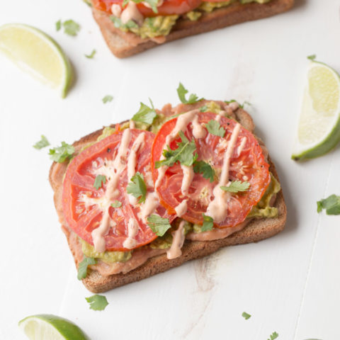 Avocado Tomato Toast (vegan + healthy fats)