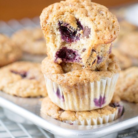 The Best Blueberry Banana Yogurt Muffins