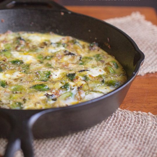 Brussels Sprouts, Bacon and Goat Cheese Frittata This Gal Cooks