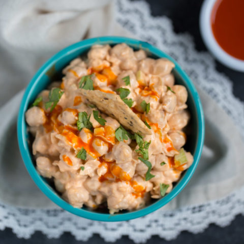 Buffalo Chickpea Salad (vegetarian + vegan option)