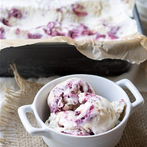 No Churn Cherry Cobbler Ice Cream