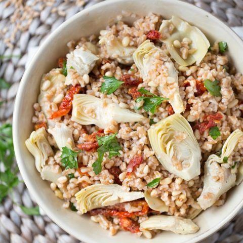 Farro Salad with Sun Dried Tomatoes and Artichokes