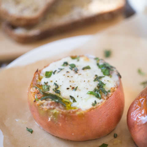 Heirloom Tomatoes with Baked Eggs