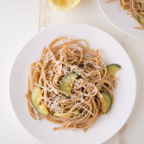 Lemon Zucchini Pasta (whole grain + vegetarian)