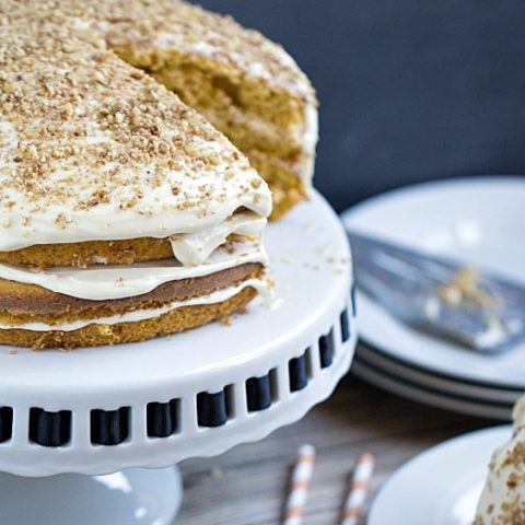 Pumpkin Spice Cake with Maple Bourbon Frosting