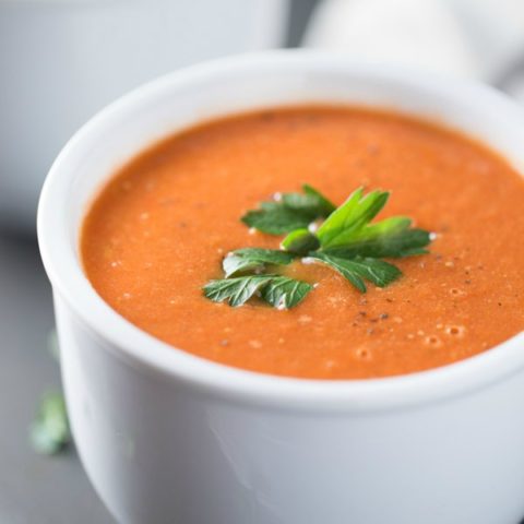 Roasted Tomato Soup with Cream and Onions