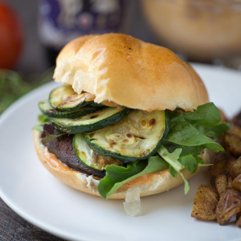 Blackened Portobello Burger (dairy free + vegetarian)