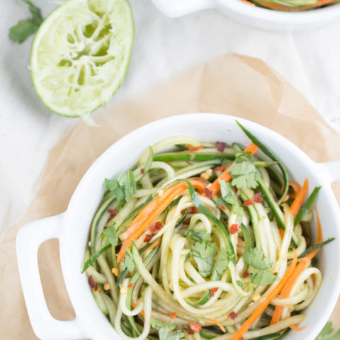 Cucumber Noodles + Spicy Sesame Soy Dressing