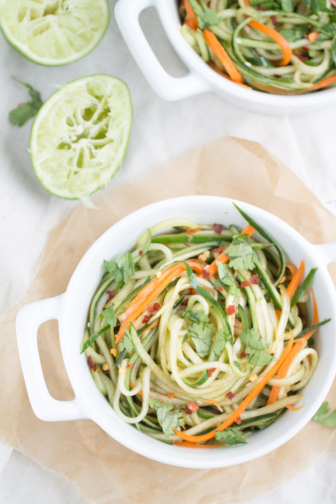 Cucumber Noodles + Spicy Sesame Soy Dressing - This Gal Cooks