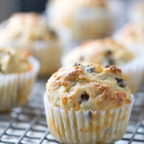 Sausage Cheddar and Olive Oil Muffins