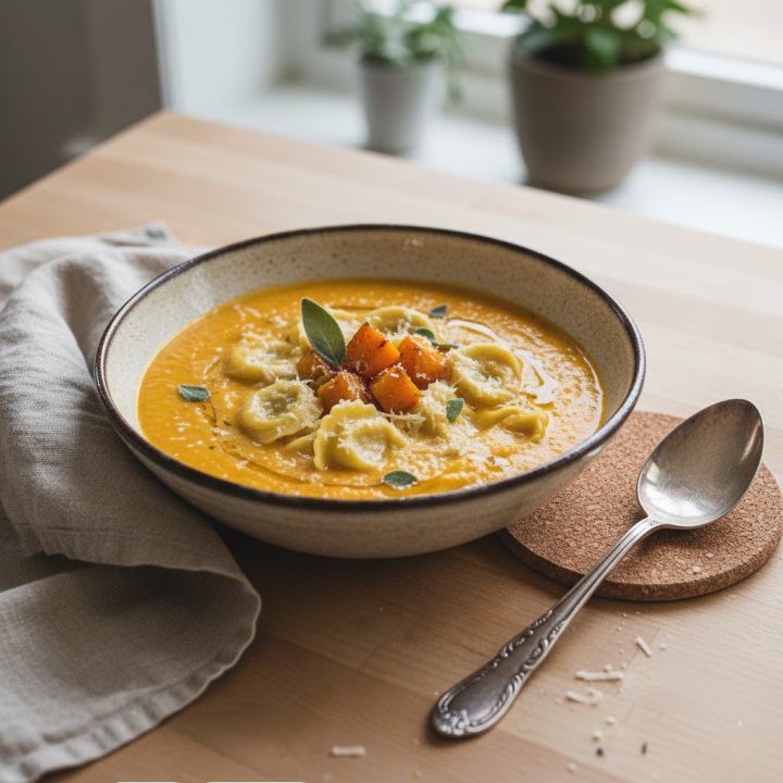 Roasted Butternut Squash & Sage Vegetarian Tortellini Soup