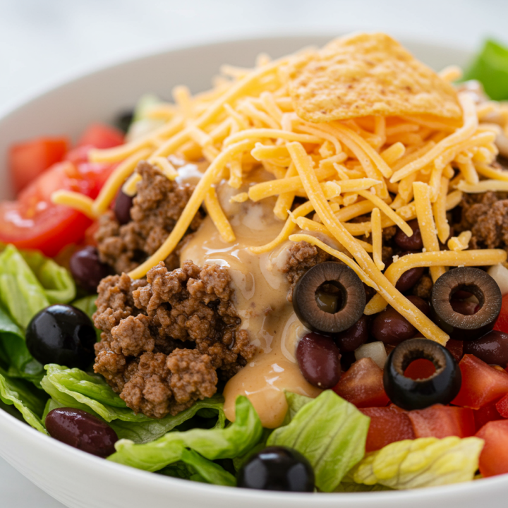 Easy Taco Salad with Doritos and Homemade Catalina Dressing