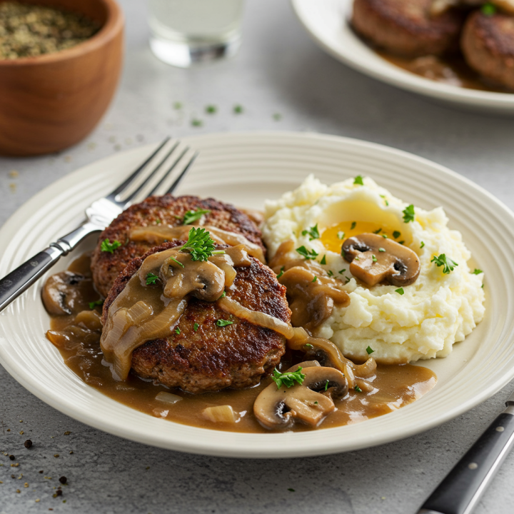 Homemade Salisbury Steak Recipe with Mushroom & Onion Gravy