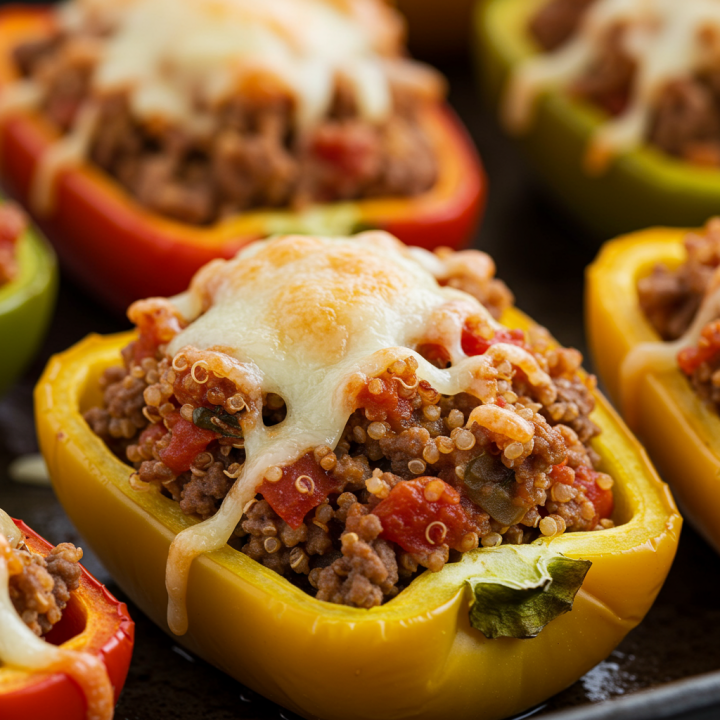 Easy Stuffed Peppers Recipe Bursting with Quinoa, Ground Beef, and Veggies