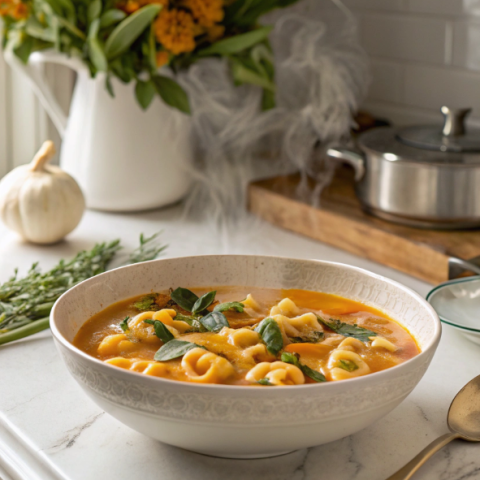 Roasted Butternut Squash & Sage Vegetarian Tortellini Soup
