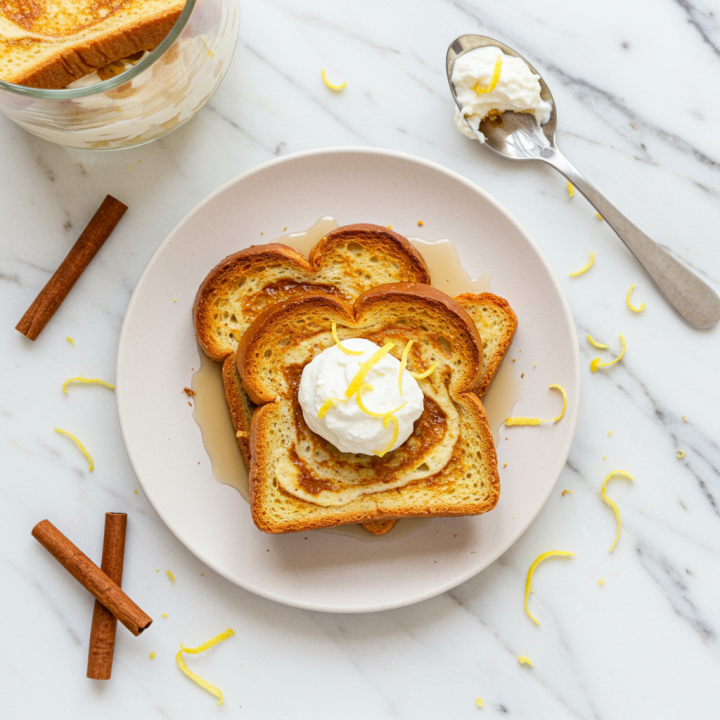 Air Fryer French Toast with Ricotta & Lemon Zest Swirl