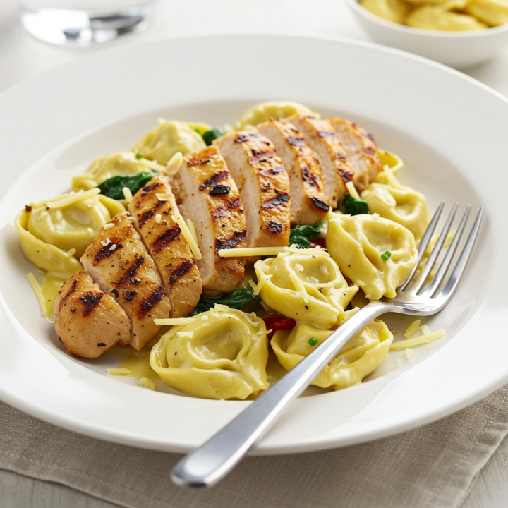 Grilled Chicken Tortellini Alfredo with Calabrian Chili Paste