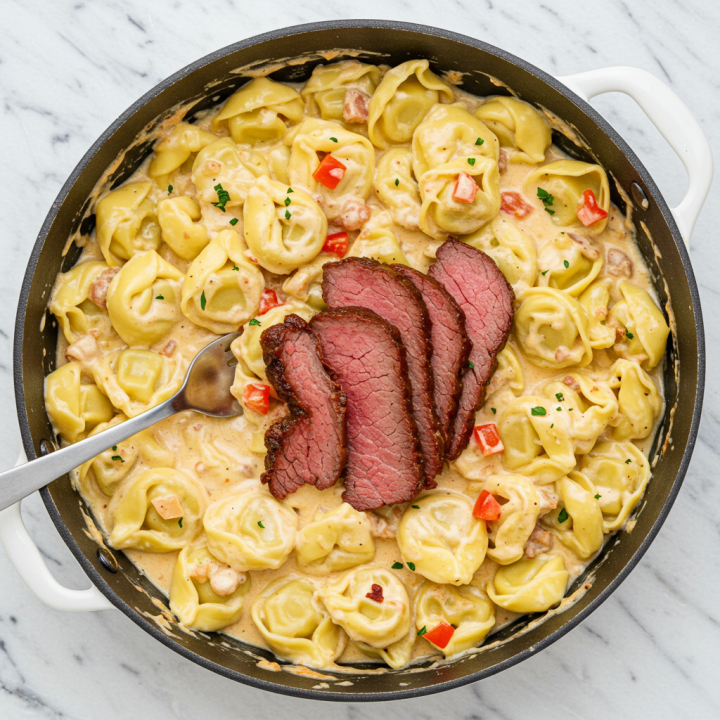 Philly Cheesesteak Tortellini with Giardiniera