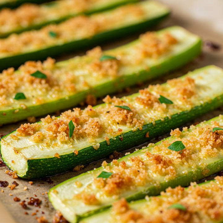 Easy Roasted Zucchini with Parmesan Panko Topping