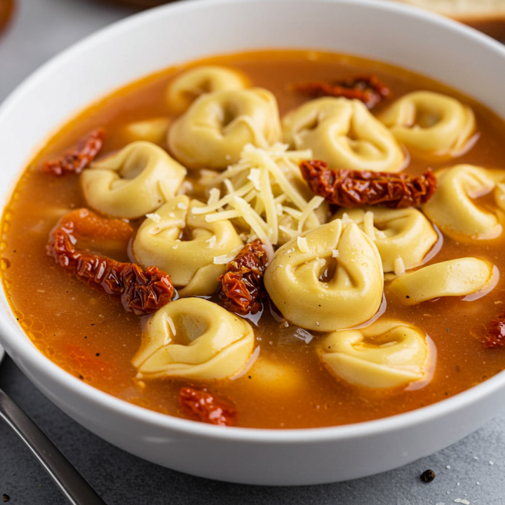 Slow Cooker Tortellini Soup with Sun-Dried Tomatoes