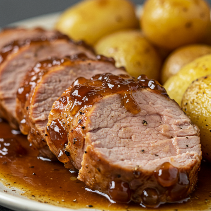 Smoked Pork Tenderloin with Peach Bourbon Glaze